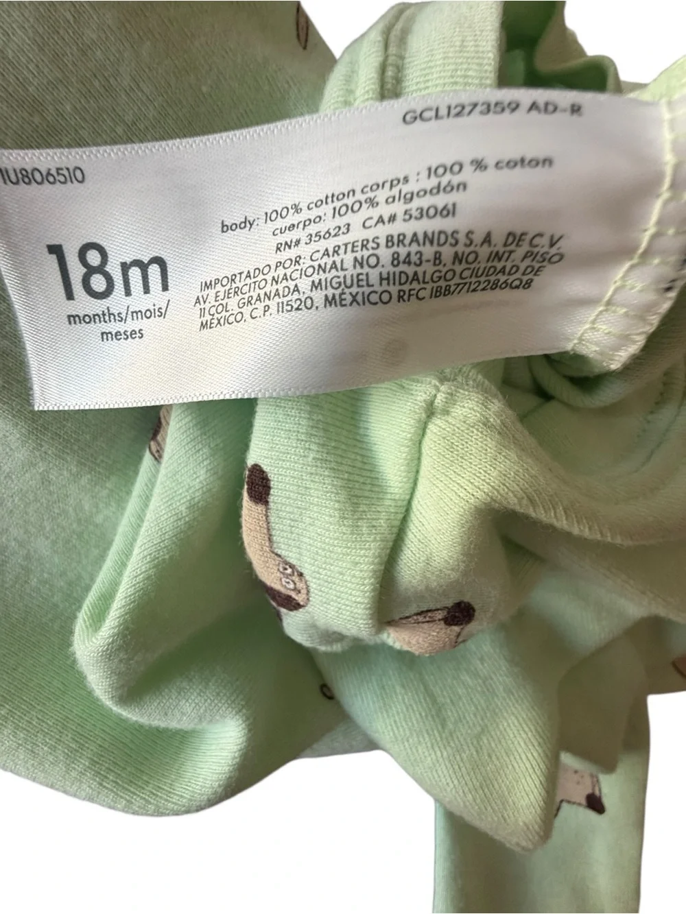 Carter’s 18M Mint Puppy Dog Zip Footless Sleeper Pajamas
